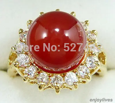 Atacado + livre&gt красный нефрит amarelo banhado a ouro de cristal tamanho do anel: 6.7.8.9 5 24|Кольца| |