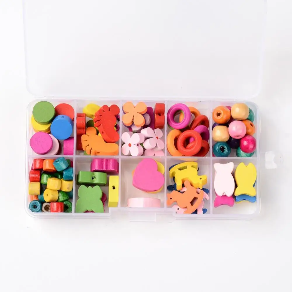 

Mixed Box Multicolor Cartoon Fun Cute Wood Beads for Children's Jewelry Making DIY Accessories 1 Box (Approx 106 PCs)
