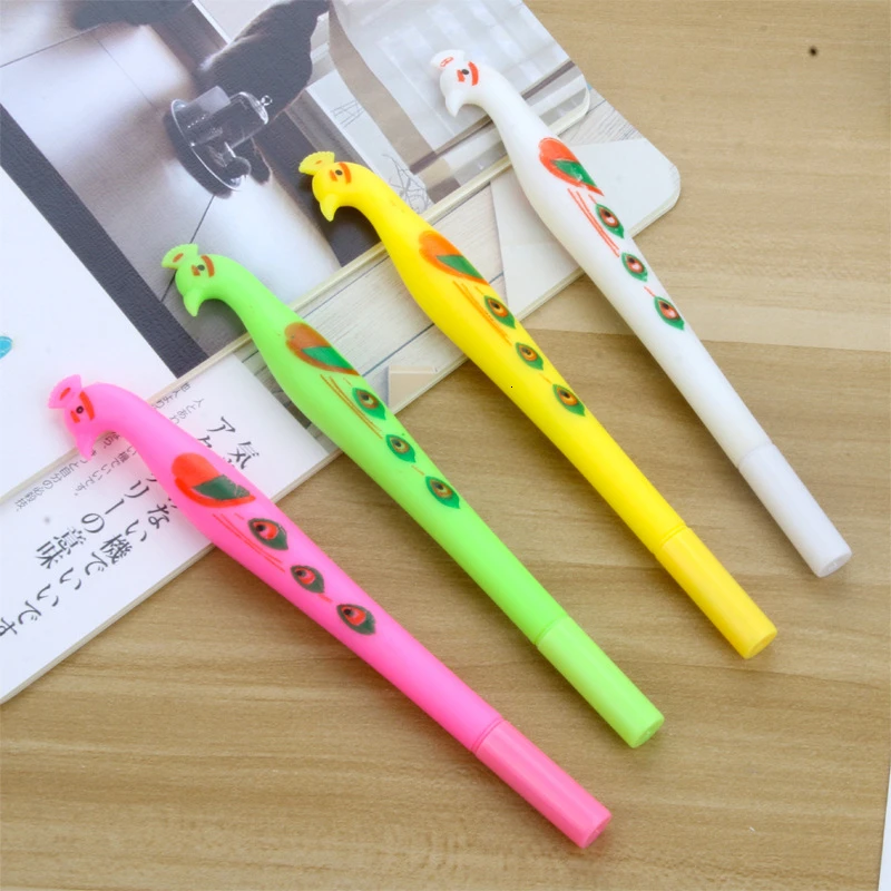 1 Piece Lytwtw's Gel Pens Korean Cartoon Creative Peacock Neutral Pen Student Writing Office Stationery Black Signature |