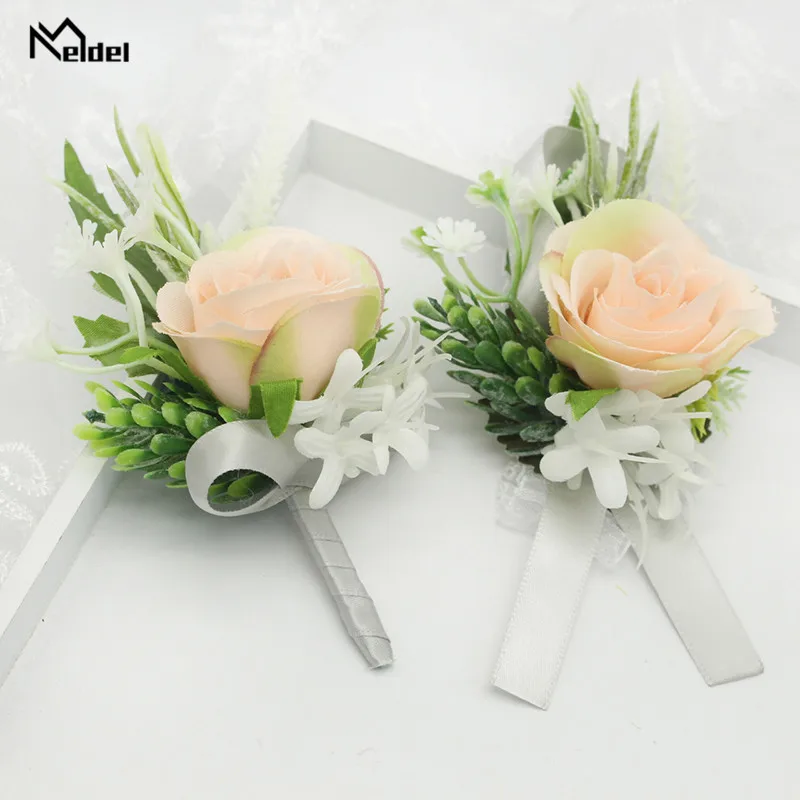 Свадебный бутоньерка с розовыми розами для подружки невесты бутоньеркой