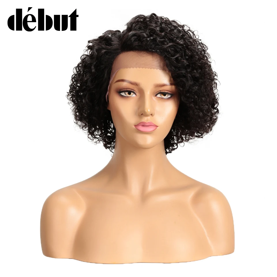 Скидка фронтальные Короткие вьющиеся парики боб натуральные черные бразильские