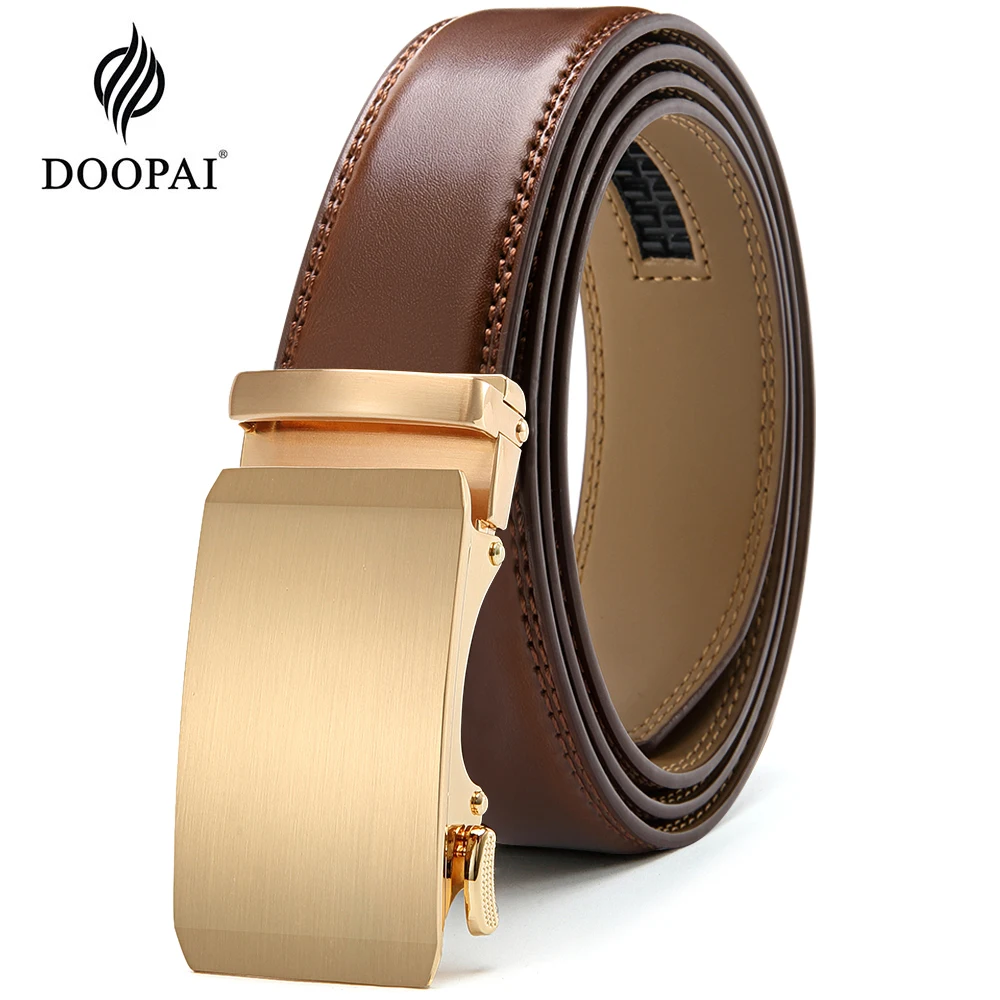 DOOPAI Belt Male Men's belt Genuine Leather Strap luxury brand Automatic Buckle Belts For Men Belts Cummerbunds cinturon hombre