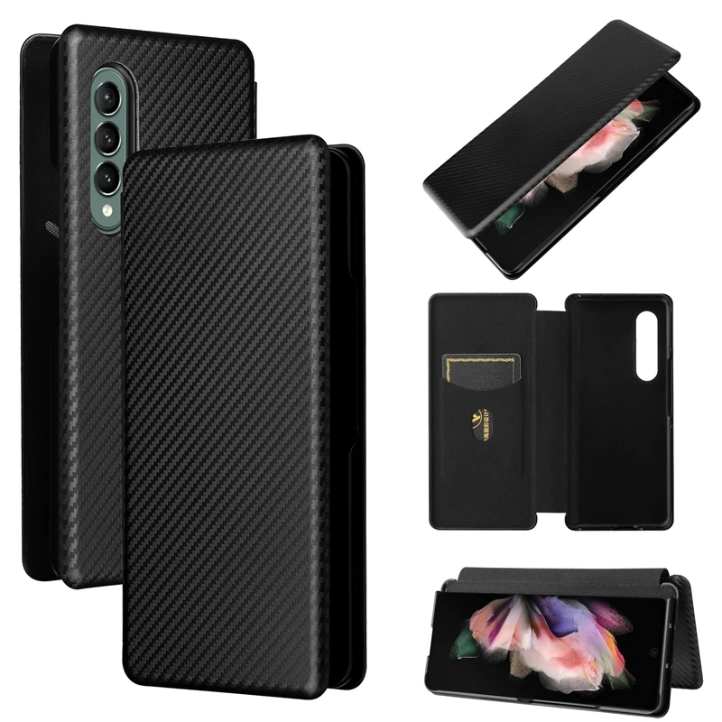 

For Samsung Galaxy Z Fold 3 5G Case Carbon brazing Texture Protection Flip Cover Capa Fundas for Samsung Z Fold 2 Fold3 Fold2 5G
