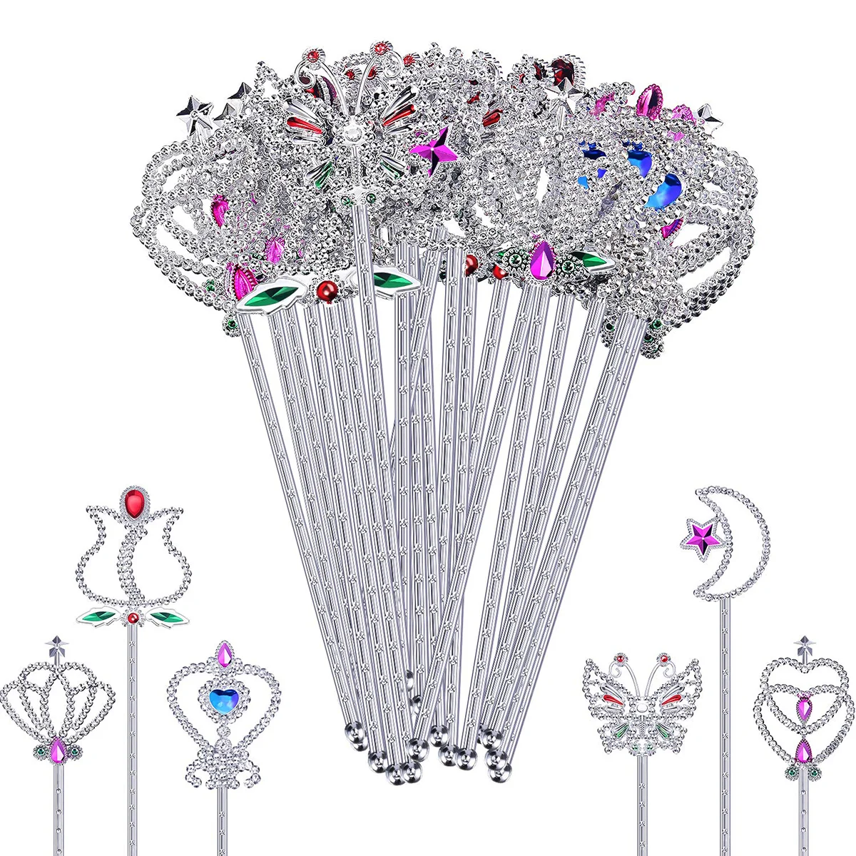 

12 шт., пластиковые палочки в виде сердца и розы