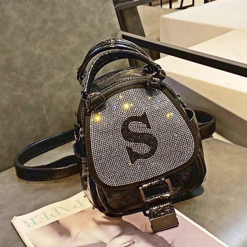 

Rhinestone Shiing Luxury Brand Bag Shoulder Women's Purses Top Handle Tote Mini Handbag Sac A Main Femme Crossbody Bolsa