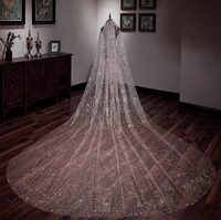 new bridal wedding starry sky 4m super long fairy champagne wedding dress veil with gold spray