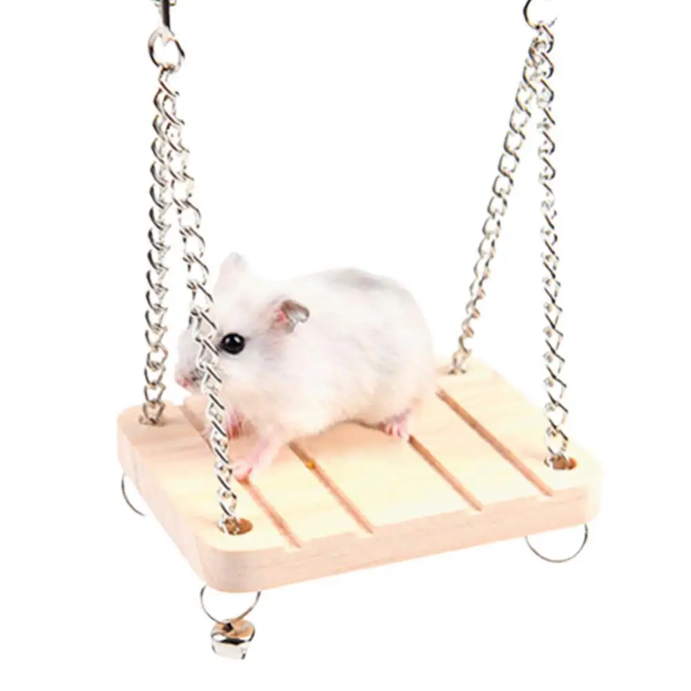 

Small Pet Hamster Mice Squirrel Wooden Swing Playing Toy Cage Hanging Decor