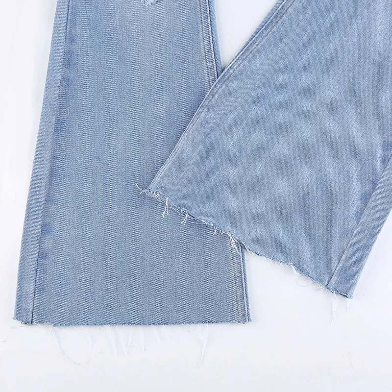

Vintage Flare Jeans Ripped Slim Full Length Trousers High Waist Wide Leg Pants Denim Streetwear Skinny Trousers Plus Size ouc145