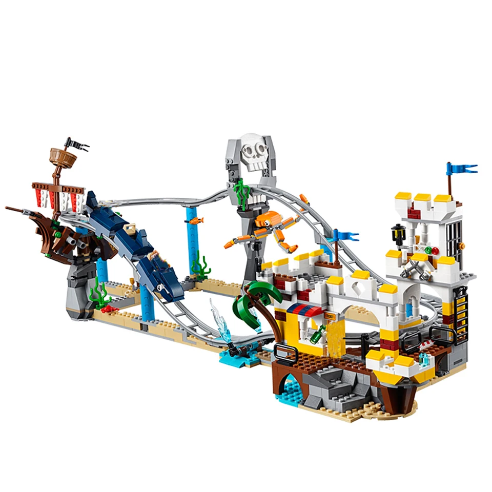 

New Creators Builerds Set Pirate Roller Coaster 3 In 1 Compatible City Creator 31084 Building Educational Toy Gifts