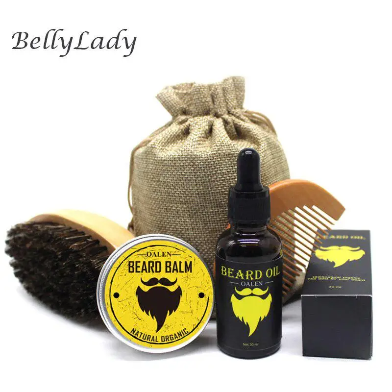 BellyLady, 5 шт., масло для роста бороды, для мужчин, крем для усов, масло для бороды, набор с усами, расческа, сумка для хранения, стильный набор для бороды