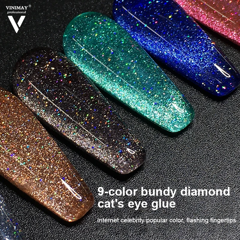 18 Цвет лак для ногтей с эффектом кошачий глаз клей Светоотражающая алмаз шпата Гель лазерный фототерапии и