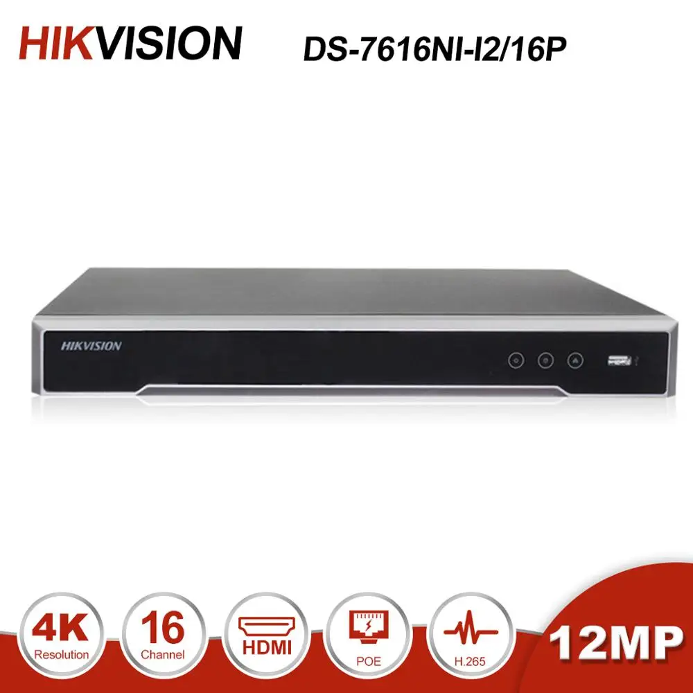 Оригинальный Hikvision DS-7616NI-I2/16 P 16 POE порты до 12 Мп Разрешение 16ch камеры H.265 сетевой