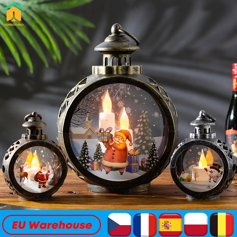 

LED Christmas Lantern Santa Claus Snowman Retro Hanging Holder Night Light Christmas Decorations For Home Gift Xmas Ornament New