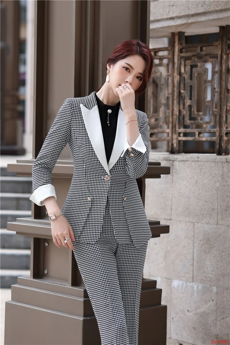Fashion Casual Black Apricot Blazer Women Business Suits with Pant and Jacket Sets Office Ladies Work Wear Uniform Pantsuits | Женская