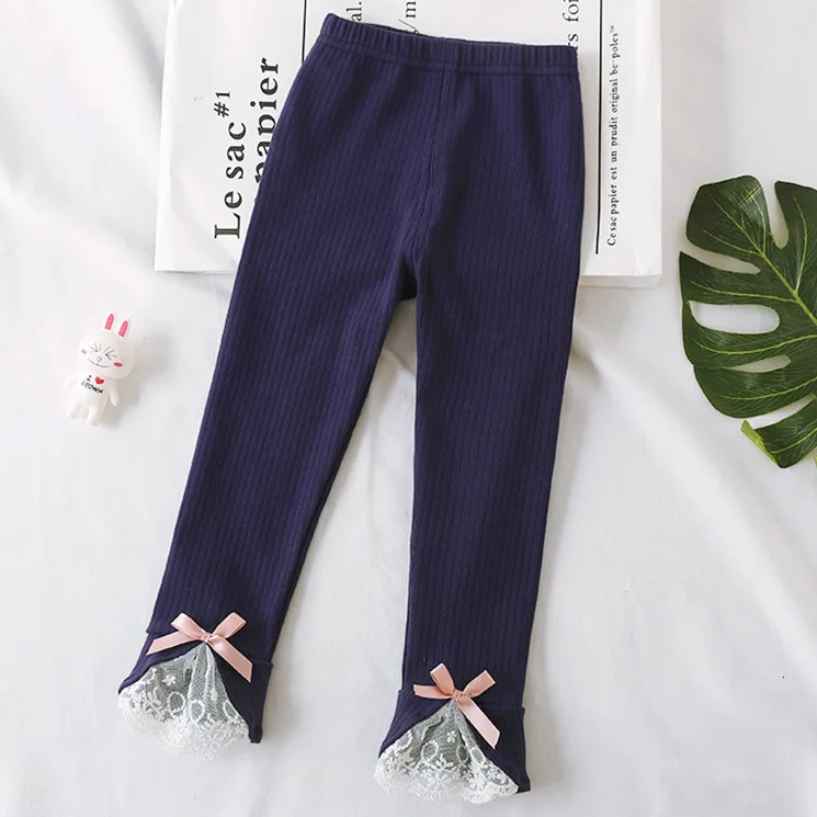 navy blue Штаны для девочек весенне-осенние детские модные хлопковые леггинсы, брюки для маленьких девочек, детская одежда длинные штаны, 2, 3, 4, 5, 6, 7 лет - Цвет: navy blue