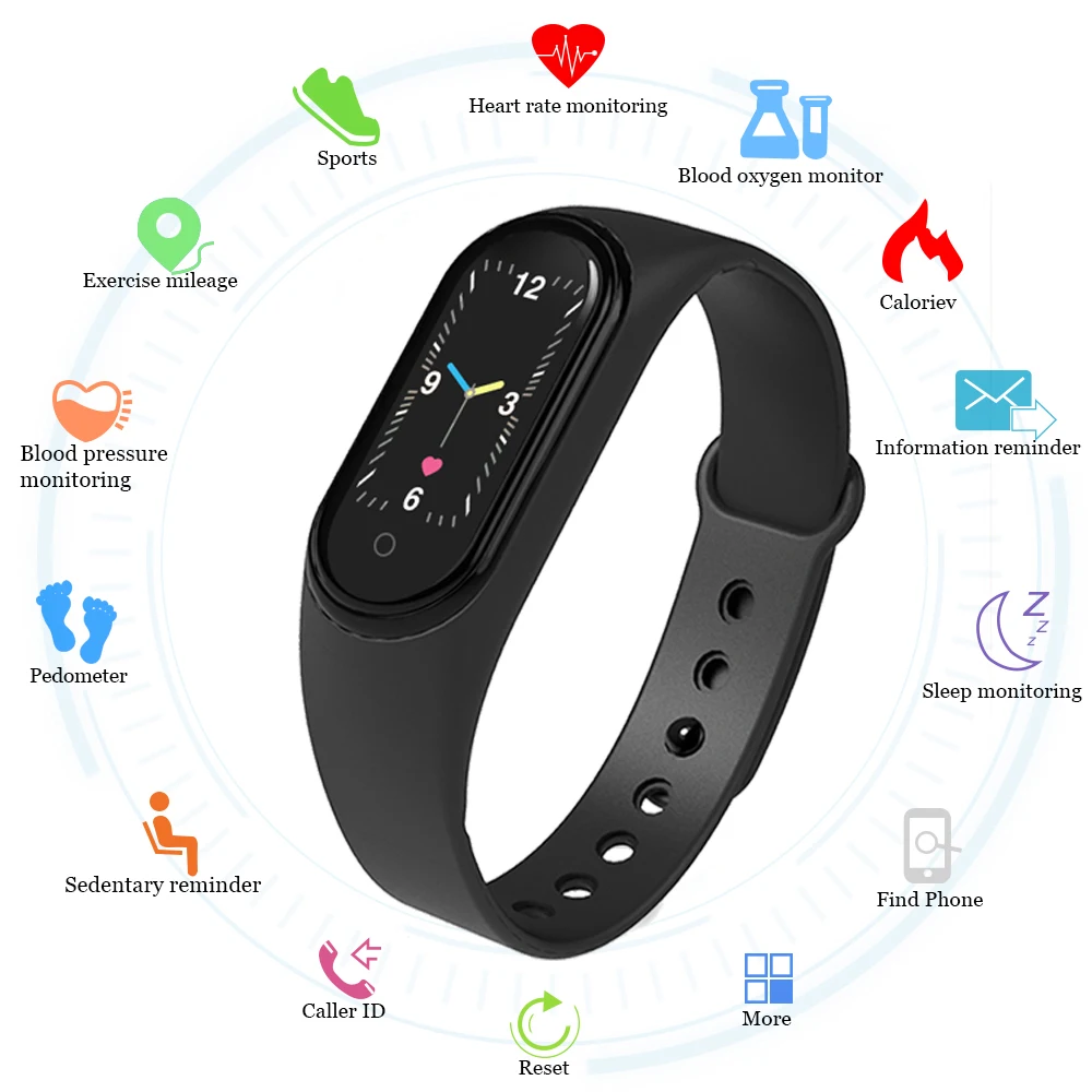 

Смарт-браслет M5 M4 с Bluetooth, фитнес-трекером, шагомером и монитором