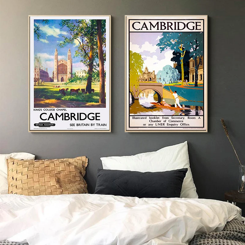 Винтажные постеры для путешествий с британским Кембриджским университетом