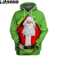 liasoso santa claus hooded sweater 3d print women men hooded sweater winter gifts sweatshirt green top western christmas clothes