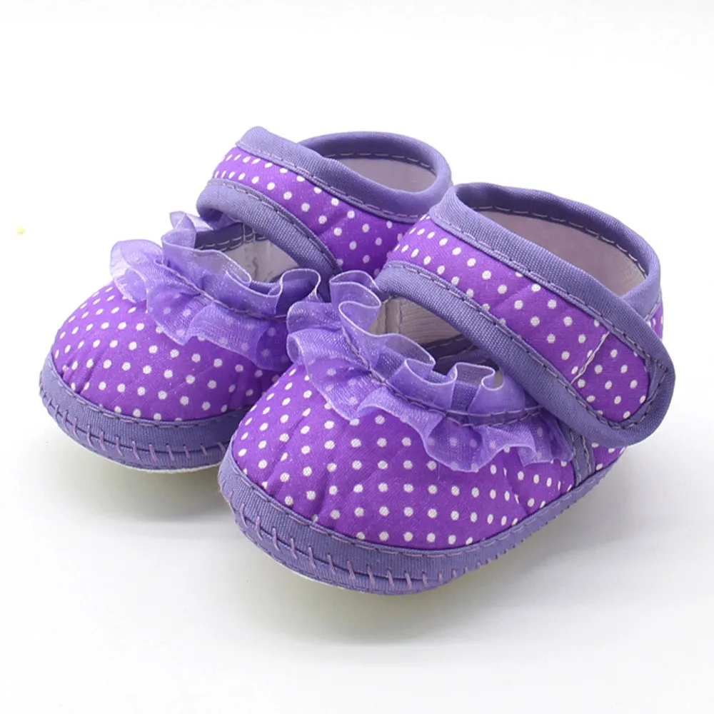 

Newborn Infant Baby Dot Lace Girls Soft Sole Prewalker Warm Casual Flats Shoes Print Cotton Fabric Fashion Shoes 2021 Winter New