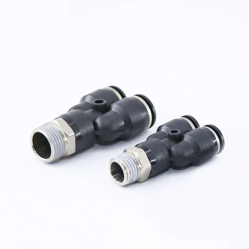 

Black PX series Pneumatic 4/6/8/10 mm Pneumatic Fitting Y Shaped Tee Air Coupler Connector Threaded tee