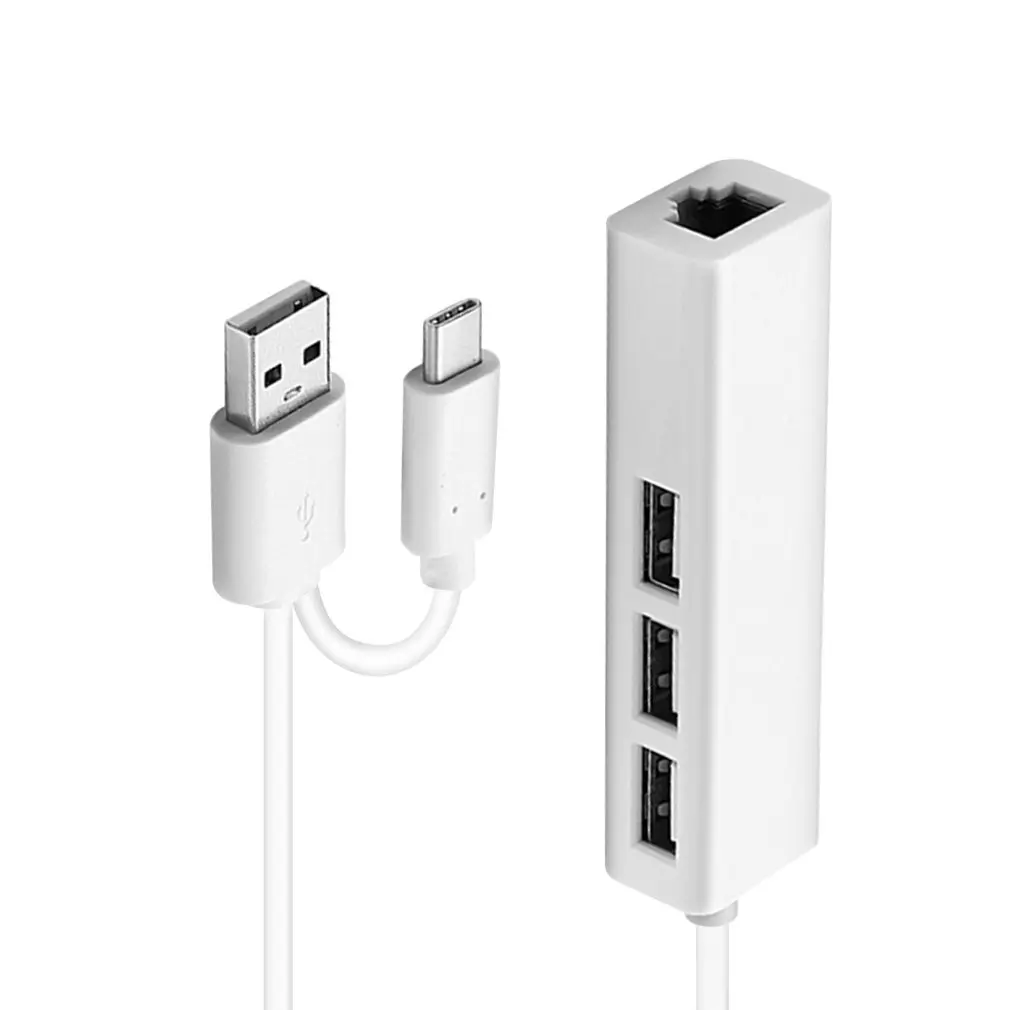 USB Ethernet с 3 портовым концентратором 2 0 + Type C RJ45 Lan сетевая карта к адаптеру для iOS Android 3. концентратор|USB-хабы| |