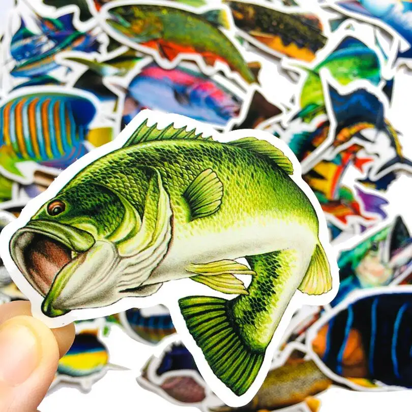 10/30/50 Uds pesca al aire libre de Pesca de Mar maleta casco port&aacute;til monopat&iacute;n impermeable graffiti etiqueta decoraci&oacute;n venta al por mayor-1