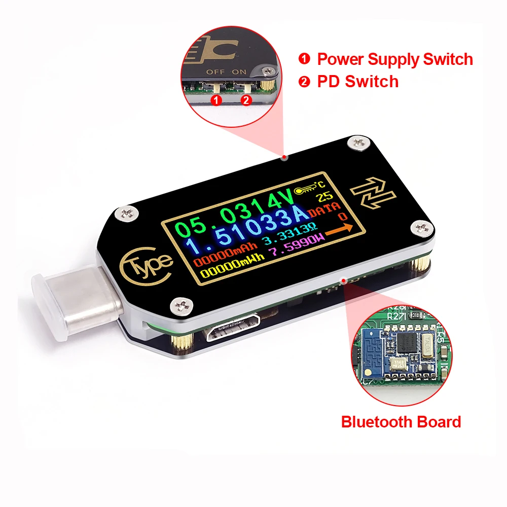 1 шт. TC66C type C PD триггер USB Вольтметр Амперметр Напряжение 2 способ измеритель тока