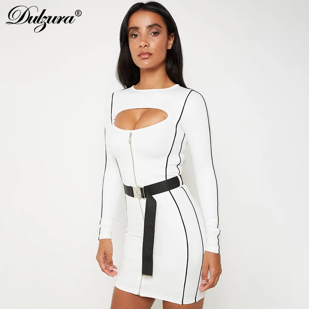 Женское облегающее платье Dulzura с вырезами и поясом в стиле пэчворк длинными