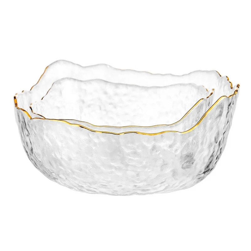 Прозрачная стеклянная Салатница 1050 мл чаша для фруктов и супа с неравномерным