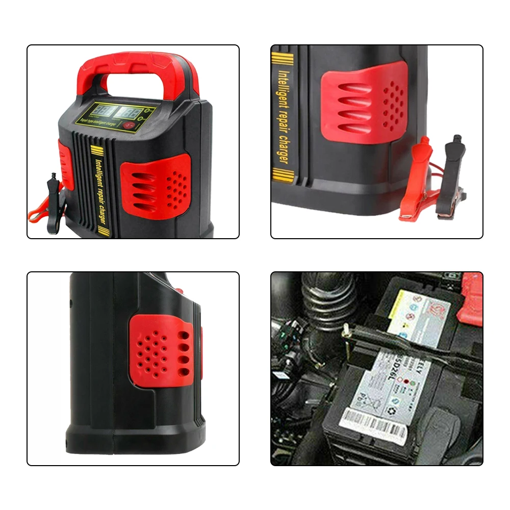 automotive car battery charger 350w 14a auto plus adjust lcd battery charger terminals 12v 24v car jump starter portable free global shipping