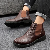 leather mens boots new winter men chelsea boots high quality fashion casual ankle boots plush warm snow boots motorcycle boot