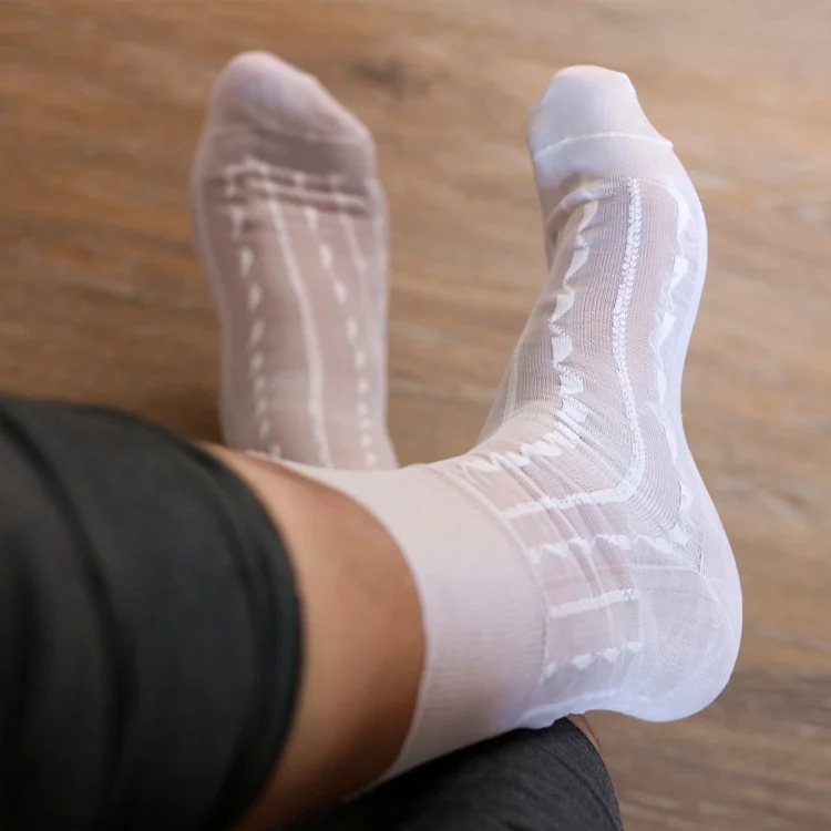 Men's Stocks Business Dress Stockings Sheer Socks Exotic Formal Wear Suit Men Wear Sexy White Tnt Strip Socks