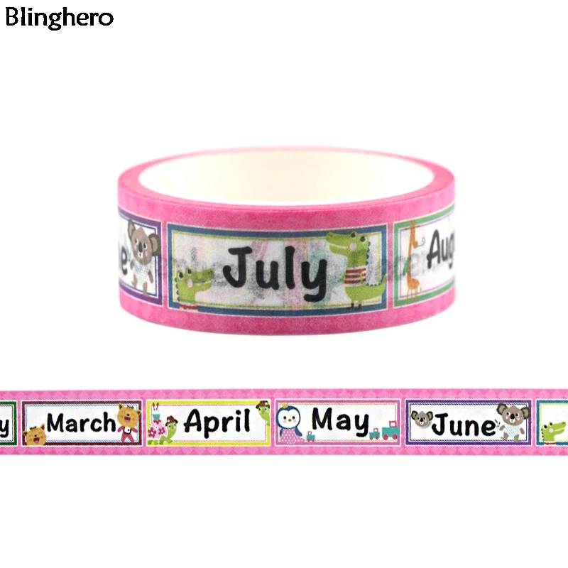 Blinghero 15 мм X 5 м месяц печати маскирования клейкая лента июня июля васи мультфильм