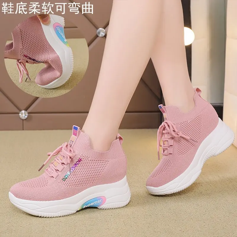 

2021 New Women's Spring Chunky Sneakers Thick Bottom Platform High Help Slip-On Fashion Breathable Casual Shoe