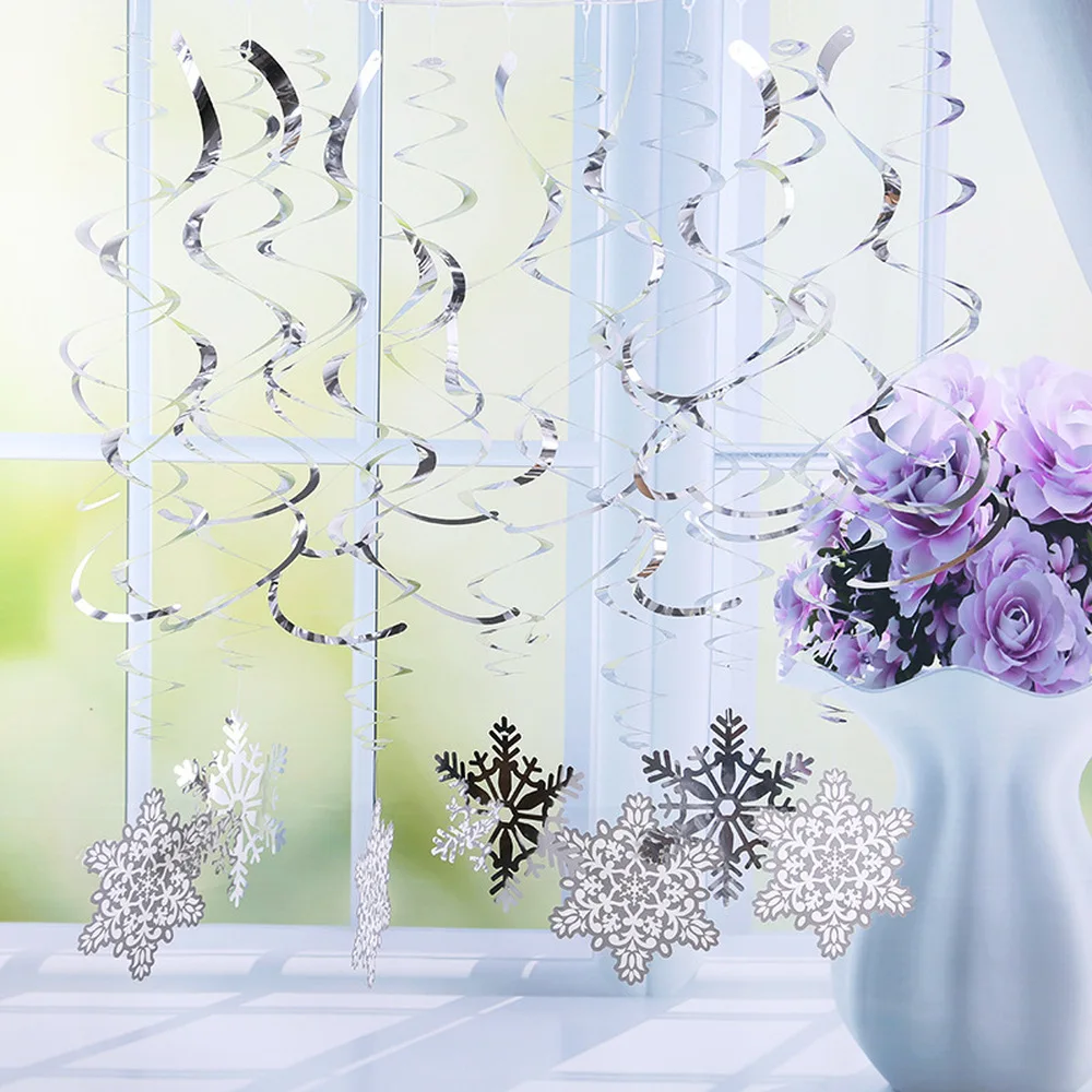 Рождественские украшения для дома снежинки лазерные блестки ПВХ блестящие