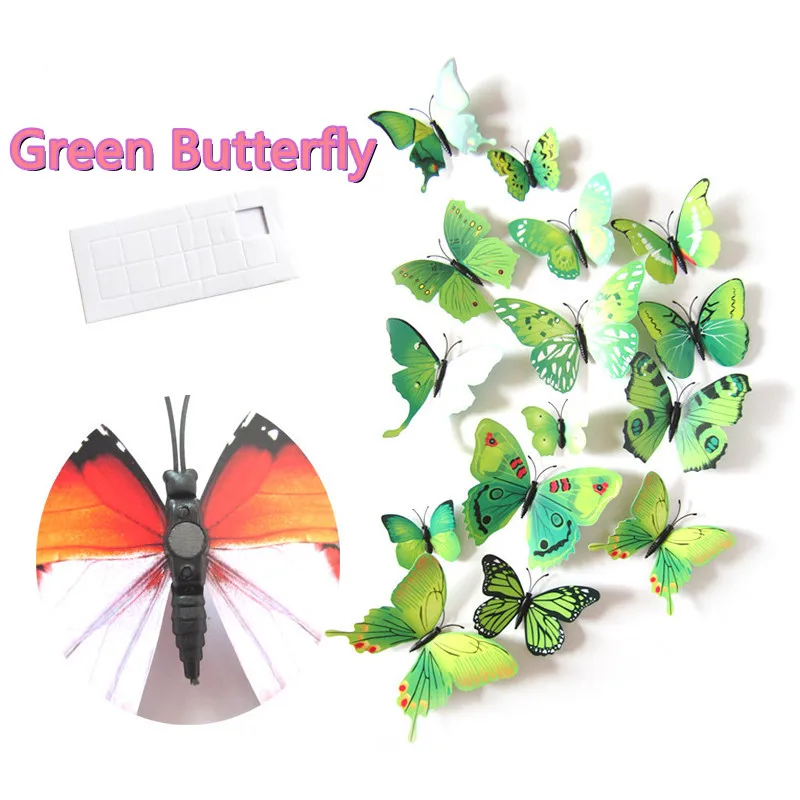 3D наклейки на стену с бабочками 3 размера 12 шт. |