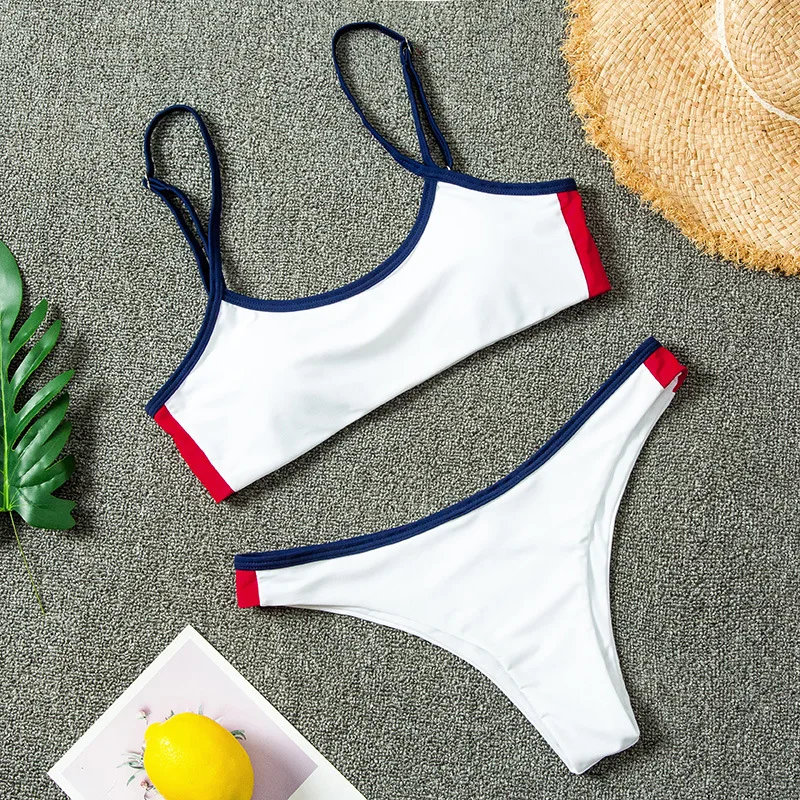 Сексуальный спортивный комплект бикини купальник на бретелях-спагетти женский