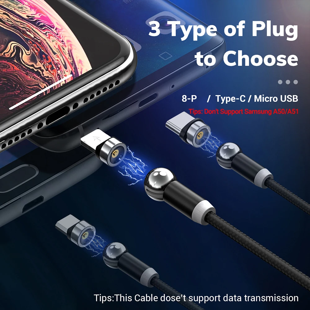 Магнитный зарядный кабель TOPK AM28 USB Type C поворот на 360 градусов|Кабели для мобильных