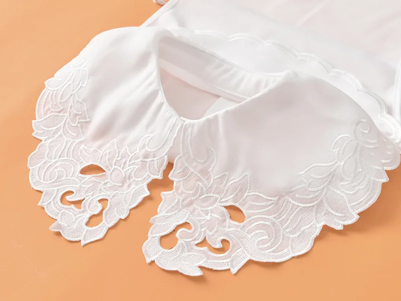

2021 White Big Lapel Fake Collars for Women Shirt Removable False Collars Female Lace Half Shirt Blouse Detachable Collar