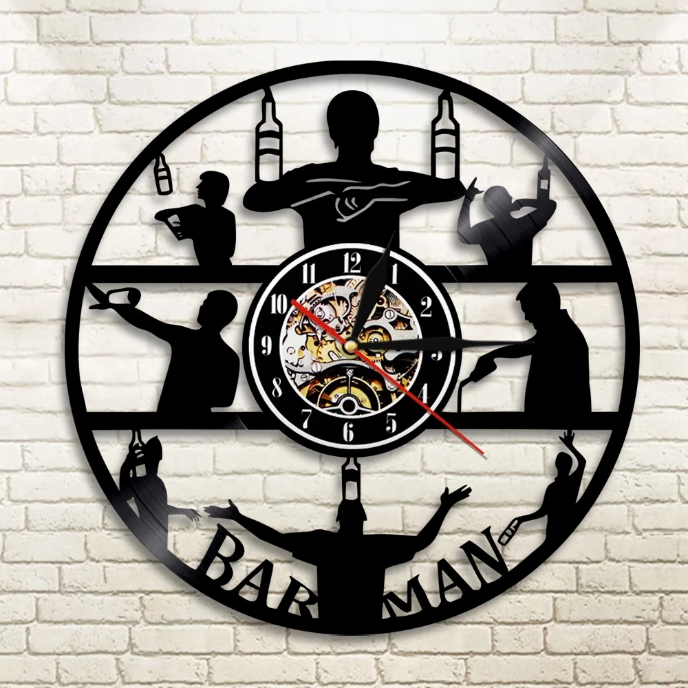 

Настенные часы Barman, современные настенные часы для пивоварения, алкоголя, эля, виниловая запись, часы для коктейлей, Подвесные часы, баронер...