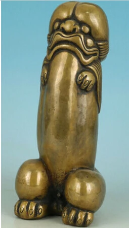 --- 406 +++ Красивая китайская старая бронзовая резная статуя бога пениса | Дом и сад