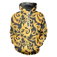ifpd eu size baroque court style hoodies mens 3d print golden flower luxury sweatshirts men women plus size pullover wholesale