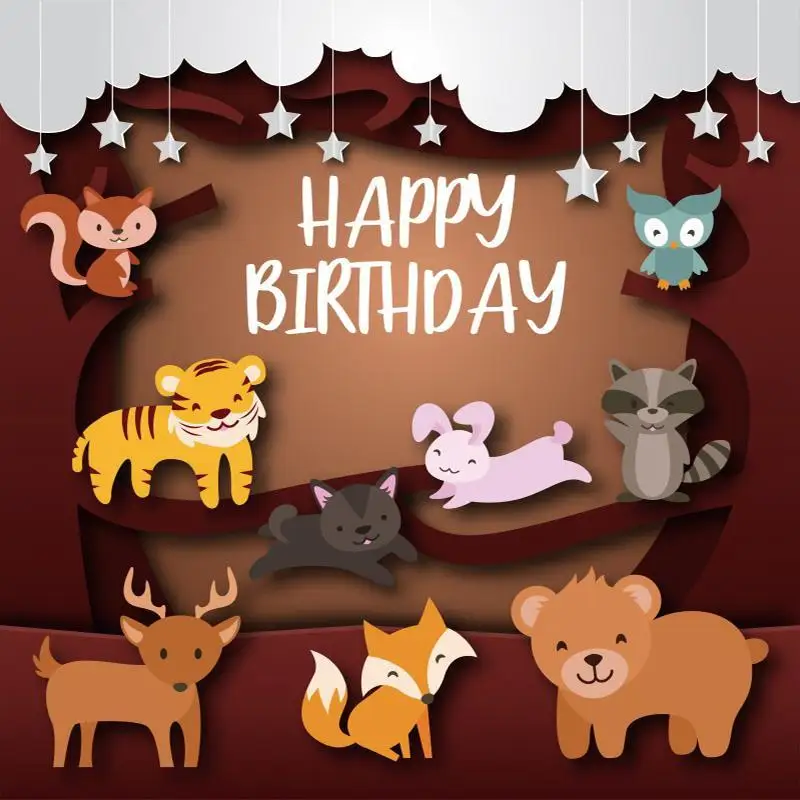 

Милые бегущие Животные узоры Дети День рождения фон шоколадная стена Серебряные Звезды Украшение Новорожденный ребенок Фото фоны