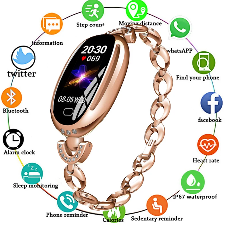 Женский умный Браслет монитор кровяного давления часы телефон смарт браслет