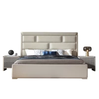 light luxury solid wood double bed modern simple master bedroom leather big bed wedding bed designer furniture