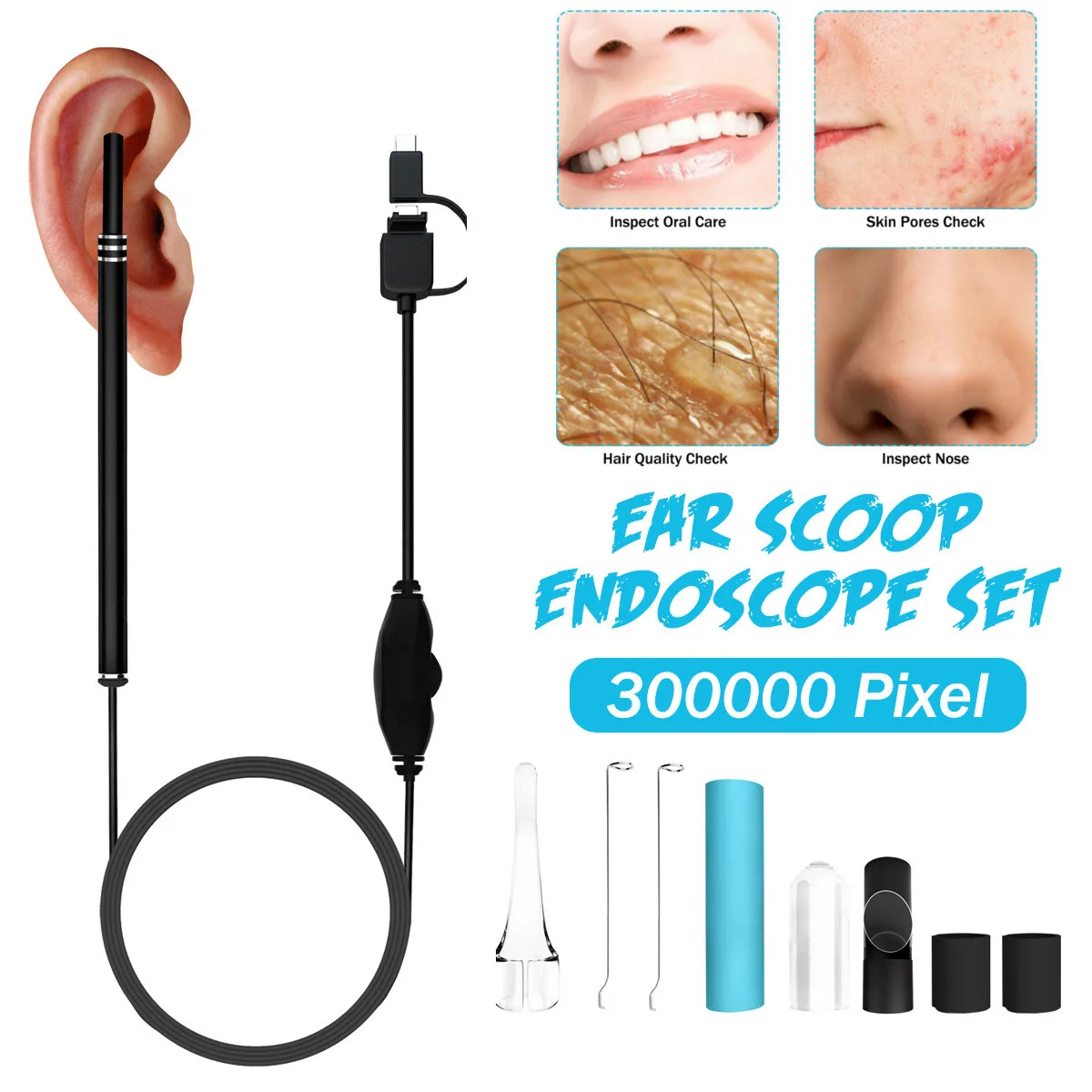 Медицинская ложка эндоскоп для чистки ушей мини камера извлечения и воска