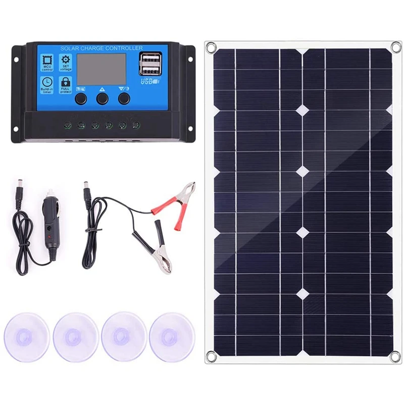 

100W Solar Panel Kit 12V Battery Charger Controller for Caravan & Boat & Dual USB Solar Panel 10A Solar Controller solar panel