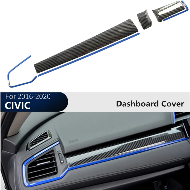 For Honda Civic 10th RHD Carbon Fiber Car Console Center Dashboard Cover Trim Decorative Stickers