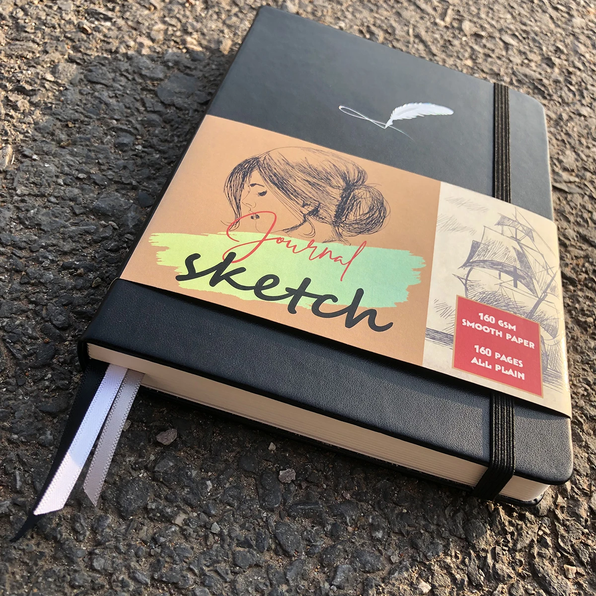 Черный Блокнот из искусственной кожи в твердом переплете Bullet Journal Sketchbook 160 г/м2