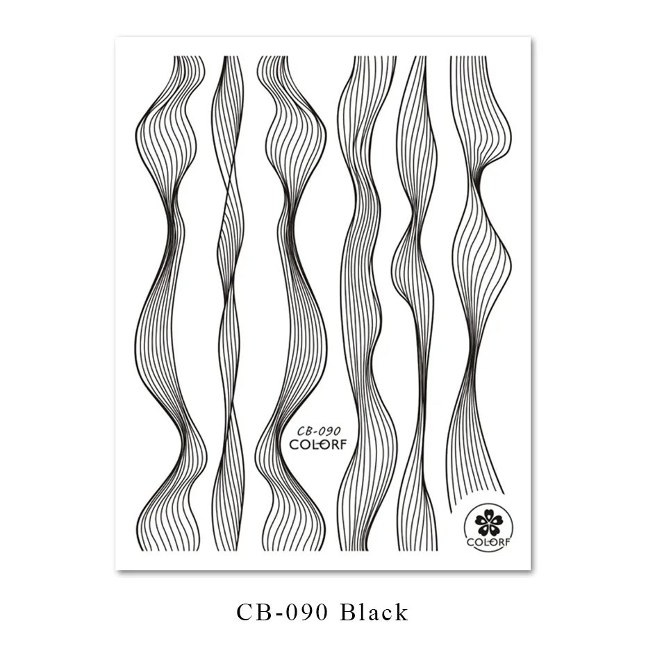 CB090 Black 1 шт стикер для дизайна ногтей 3D блестящая золотая Волнистая Полоса лента черно-белая слайдер на ногти DIY Наклейка для маникюра украшения BEBP249-1 - Цвет: CB090 Black